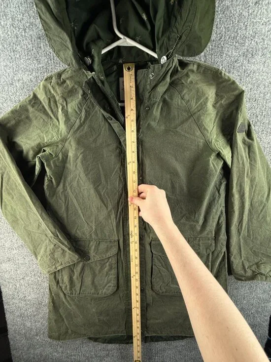 Barbour Updrift Lightweight 4oz Wax Waxed Jacket Women Full Zip Green Hooded 6 - Picture 5 of 16